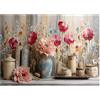 Lupia - Quadro moderno Canvas Prime FLOREALE SHABBY 2 50x70 cm, Stampa su Tela effetto dipinto vasi con fiori, Pennellate tridimensionale, Telaio in Legno, per soggiorno camera da letto ufficio