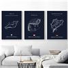 DLFALG Imola Monaco Circuito di Formula 1 Mappa del Circuito della Tela Dipinto Nordic Poster e Stampe Immagini di Arte della Parete Living Room Decor-40x60cmx3 Senza Cornice