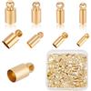 Beebeecraft 200 pz 4 Misure di Terminali per Cordini in Pelle Corda Placcata Oro 14K Filo Tubo Colonna estremità del Cavo Punte per La Creazione di Gioielli Nappe Artigianato Fai da Te