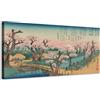 Generico Utagawa Hiroshige - Paesaggio con ciliegi in fiore e ponte di primavera - quadro stampa su tela con telaio in legno - 80x40 cm