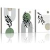 WENGTIAO 3 Pezzi Stampa su Tela Boho Astratto Geometrico Con Cornice | Quadro su Tela Immagini Verde Salvia Minimalista Piante Quadro Moderno Soggiorno Camera da Letto Decorazioni Parete 30x40cmx3