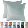 Ystyle Federe Cuscini Divano 50x50 2 Pezzi, Copricuscini Divano Natalizie in Velluto con Cerniera Invisibile Morbidi e Lavabili, Copricuscini per Salotto e Camera Soggiorno Letto, Verde Grigio