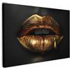 MuchoWow© Stampa di Foto su Tela Quadro Soggiorno Moderno Quadri per | 60x40 cm - Salotto Decorazioni Camera Donna - Ritratto - Labbra - Oro - Nero