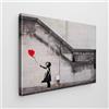Giallobus - Quadro - Banksy - Art Banksy - Tela Standard - 100L x 70l cm - 03 - Bimba palloncino rosso - Pronto da appendere - Quadri moderni per la casa