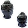 EVERGD Statua cava a forma di testa di Buddha in ceramica, per aromaterapia, fornace per sala yoga o meditazione, 15 x 10 cm (nero)