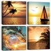 Artscope Stampe e Quadri su Tela 4 pz. Stile Costiero Immagine Fotografia Murale Tela Wall Art Bel Regalo per Home Decor Ristorante Cucina Regalo di Anniversario Compleanno 30x30CM
