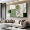 Generico Stampa su Tela Stile bohémien linee foglie, Quadro Artistico per Arredo Interni Casa e Ufficio, Verde salvia Decorazione Parete Elegante per Salotto, Idea Regalo - Senza Cornice, 160L x 80l cm