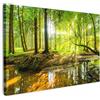MuchoWow© Stampa di Foto su Tela Quadro Soggiorno Moderno Quadri per | 60x40 cm - Salotto Decorazioni Camera Foresta - Paesaggio - Acqua - Alberi - Sole - Verde - Natura
