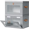 DIMJ Scatole Portaoggetti con Coperchio - Set di 2 In Tessuto Pieghevoli, con Finestra Trasparente, 42 x 30 x 28 cm, per Armadio, Vestiti, Cameretta dei Bambini, Grigio Chiaro