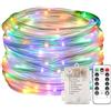 AeeYui Stringa Luci LED, Catene Luminose 10 metri 100 LEDs IP65 Impermeabile, Interno ed Esterno con Scatola batteria Telecomando 8 Modalità (Multicolore)