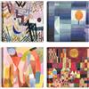 LuxHomeDecor Set di 4 quadri 30x30 cm - stampa su tela con telaio in legno opere astratte e colorate - Paul Klee