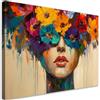 Feeby Quadro su Tela Non Tessuta - Stampa Su Tela - Donna con fiori in testa - 60x40 cm - Decorazione Murale - Moderno Soggiorno - quadri moderni soggiorno - poster