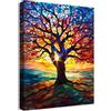 HALFLEMART Albero della Vita Colorato Stampa su Tela con Cornice Rosso Giallo Blu Albero Astratto Quadri Moderni Pittura Quadri su tela Stampe da Parete per Bagno Camera da Letto Soggiorno Hotel 30x40cm