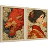 Nacnic Set Di 2 Stampe Decorative Per Il Bagno Poster Vintage Di Arte Giapponese Per Pareti, Lavabo, Doccia, Wc E Bagno Con Drago E Donna Orientali, Elegante Stile Artistico A4 Senza Cornice