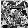 Vestin Stampa in Poster o Tela Canvas 100% QUALITà ITALIA - Escher - Relatività - effetto Dipinto Idea Regalo Casa quadro cucina stanza da letto soggiorno (TELA CANVAS, 60X60 CM)