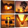 Artscope Stampe e Quadri su Tela 4 pz. Amore al Tramonto Immagine Fotografia Murale Tela Wall Art Bel Regalo per Home Decor Ristorante Cucina Regalo di Anniversario Compleanno 30x30CM