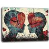Printerland Quadro Moderno CUORE AMORE LOVE Street Art indie Quadri moderni soggiorno da Parete XXL grande Stampa su tela Canvas Decorazione Murale muro Arredo Camera da letto Cucina (4, 70x100 cm)