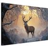 decomonkey Stampa su tela Una renna nel bosco Cervo, 1 pezzo, 60x40 cm | Tela strutturata su telaio in legno, decorazione per soggiorno, animali, paesaggio, inverno, neve