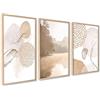 ag.art deco Set di 3 Quadri Moderni 30x40cm Decorazione da Parete | Astratto Marrone-Beige, Legno MDF Robusto, per Soggiorno e Camera da Letto, Design Moderno, Vetro Protettivo, Soggiorno