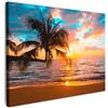 MuchoWow© Stampe su Tela Foto Quadri Moderni Camera da Letto Canvas Quadro | 80x60 cm - Salotto Decorazione Parete Palma - Tramonto - Orizzonte - Spiaggia - Mare - Tropicale