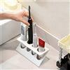 Generic Porta spazzolino da denti per bagno, organizer ventilato con slot per spazzolini elettrici, dentifricio, rasoi e pettine piccolo, bianco