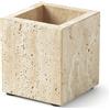 Zilukar Portaspazzolino in vero marmo naturale di travertino e portapenne, porta pennelli da trucco, bicchiere rettangolare in vera pietra da bagno, organizer per controsoffitto per ufficio e casa