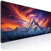 CheQuadro! Quadro montagne, cime, vette, al tramonto, cielo rosso, arancio, blu, quadro xxl, quadro moderno soggiorno, Maestosa montagna innevata al tramonto mow15-150x60 cm