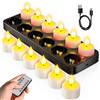 SoulBay Candele LED Ricaricabili Tea Light con Telecomando, 12 Pezzi Mini Candele Finte Luci a LED Batteria Natalizie Decorative Elettriche Effetto Reale Per Halloween Natale Decorazioni Casa