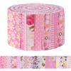 AOOSA 40 Rotoli di Strisce di Tessuto, 6.35 x 112 cm, Rosa | Strisce di Cotone Trapuntato, Rotoli Pretagliati con 20 Diverse Fantasie Floreali, per Cucire, Realizzare Coperte, Lavori