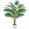 Der Rose Palma artificiale da 71 cm, grande pianta finta tropicale per interni ed esterni, per casa, bagno, portico, esterno, patio, decorazione (vaso bianco)