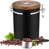 Dreamhigh® Contenitore Ermetico per Caffè in Grani 1 kg - Barattolo Caffè Ermetico 1kg in Acciaio Inox con Misurino - Nero -2800 ml