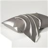 Juwenin Home 2 x federe in raso, morbido rivestimento per cuscini in gelso per capelli e pelle, con chiusura a busta (grigio scuro, standard (50 x 75 cm))