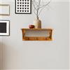 KARAT Scaffale da parete con ganci, in legno, per corridoio, soggiorno, bagno, 40 x 14,5 x 16,8 cm, con pratici ganci appendiabiti rustici