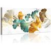 WENGTIAO Stampa su Tela Ginkgo Biloba Con Cornice Grande 120x50 cm | Quadro su Tela Floreale Botanico Pittura Quadri Moderni Quadro Moderno Soggiorno Camera da Letto Decorativo Parete