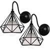 PETITES ECREVISSES 2 Pack Lampade da parete Industriale Vintage Applique da parete Interni Diamanti Paralume Nero Luce Pendente E27 Creativo Disegno (2pack-E)