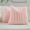 Ystyle Federe Cuscini Divano 50x50 2 Pezzi, Copricuscini in Morbido Peluche a Strisce, Fodere Cuscini Moderni Elegante Decorativi, Resistente per Divano Soggiorno Camera, Rosa