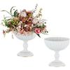 Sziqiqi Bianco Vaso per Centrotavola Matrimonio: Urna Vaso a Coppa in Metallo per Fiori da 20cm Set di 2 - Piccoli Vasi con Gamba per Centrotavola Feste di Compleanno Anniversari Tavoli da Pranzo