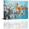 PIY PAINTING Arte Murale Su Tela Naturale, Stampa Su Tela Di Fiori Bianchi, Stampe Artistiche Per Camera Da Letto Soggiorno Ufficio Sala Riunioni Bagno Ingresso Corridoio, 30x40 cm Cornice Interna