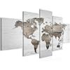 Runa Art Mappa Del Mondo Murali Tela Non Tessuta 5 Pezzi Parete In Legno Bianco Nero Camera Da Letto Corridoio 035053c