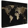MuchoWow© Quadro Moderno Soggiorno Decorazioni Da Parete Quadri Su Tela Da | 70x50 cm - Salotto Grandi Foto Con Cornice Stampe Su Tela Camera Da LettoMappa del mondo - Oro - Arte