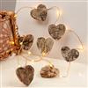 Hellum Luci fiabesche interni con cuori in legno, luci fiabesche a filo bianco caldo 20 LED, 10 cuori lunghezza luce 145 cm, con batteria (non inclusa) 520453