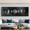 UGZDEA Poster con fasi lunari, astratto, minimalista nero e bianco, fasi lunari, su tela, per soggiorno, camera da letto, immagine senza cornice(A,50x150cm)