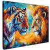 MuchoWow© Quadri Grandi Dimensioni Quadretti Da Parete Quadro Moderno | 70x50 cm - Camera Da Letto Stampa Foto Su Tela Soggiorno Cornice Decorazioni Animali - Arte - Leone - Tigre