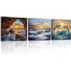 PIY PAINTING Stampa Su Tela Oceani e Animali, Quadro Moderno Soggiorno, Stampe Da Parete, Quadretti Da Parete, Paesaggio Naturale Canvas Quadri, Quadri Per Cucina Camera Da Letto, Set Di 3, 30x30 cm