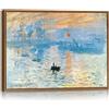 FajerminArt Quadri Moderni con Cornice Monet Impressione Alba Stampe da Parete Riproduzione Paesaggio Marino All'alba Quadro Viaggio Oceanico Astratto Stampa Su Tela Decor per Soggiorno Camera da Letto 40X60cm