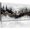 MHARTK66 Quadri Moderni Soggiorno Grandi, 50x100 cm Stampe da Parete Foresta Astratta Oro Nero, Quadro Camera da Letto Su Tela Decorazioni Parete Bagno Ufficio Sala Da Pranzo