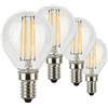 SUNSEED 4x Lampadina E14 Filamento LED 5W Sfera G45 600 Lumen Luce Calda 2700K, 48W Equivalente