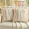 Ystyle Chenille Federe Cuscini Divano 50x50 2 Pezzi, Federa Cuscino Decorativa a Strisce con Texture Trapuntata Soffice, Boho Copricuscino Divano per Divano Soggiorno Camera, Corallo