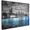 MuchoWow© Quadri Con Cornice Decorazione Quadri Per Camera Da Letto | 80x60 cm - Quadretti Da Parete Moderni Quadro Moderno Soggiorno GrandeNew York - Skyline - Città - Blu