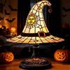 Generic Lampada a forma di cappello da strega in vetro colorato, adatta per camera da letto, libreria e decorazione di Halloween (bianco)